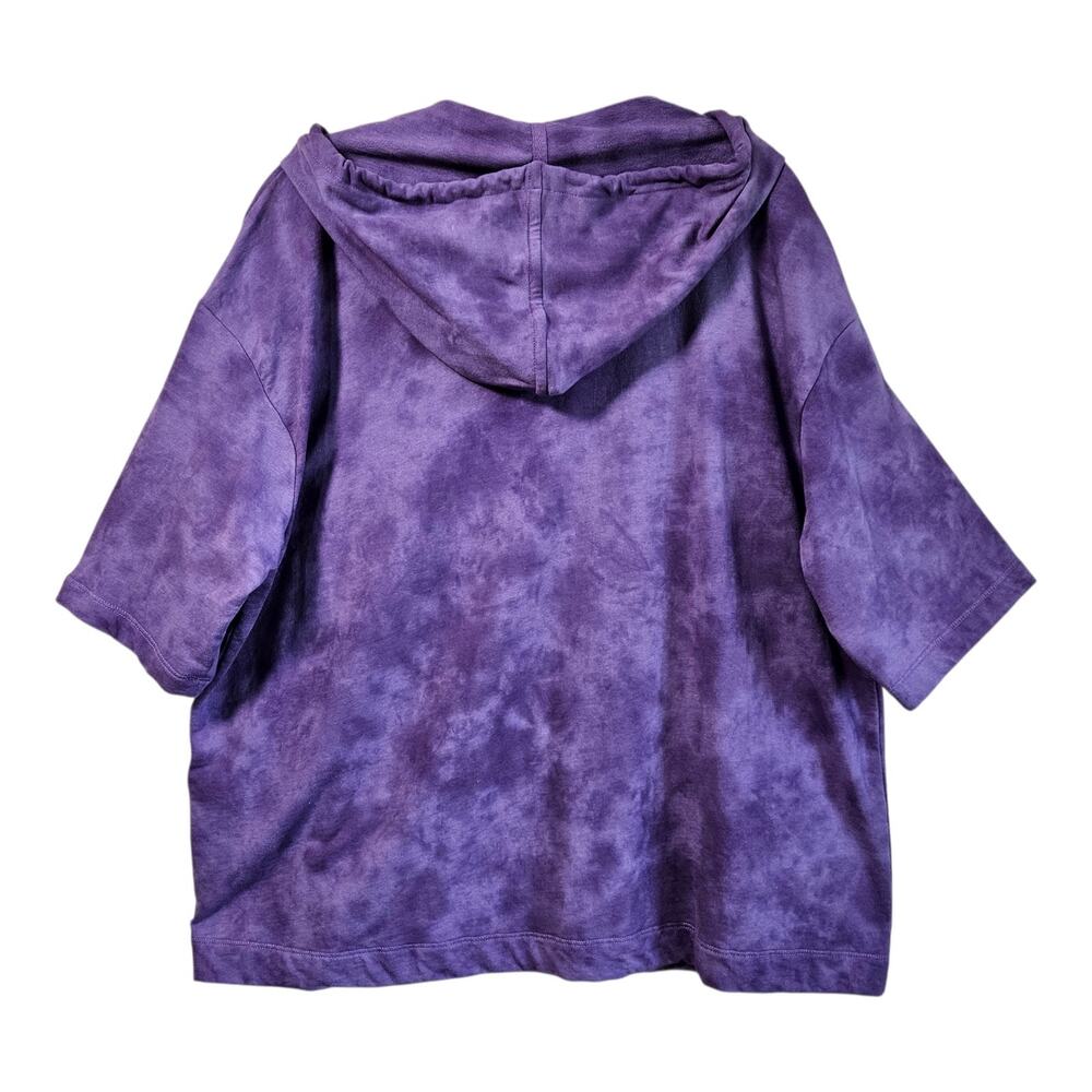 CHICO'S Weekends 3 Women's XL Hoodie Top 1/4 Zip Purple Tie Dye Cotton Blend 46" - Picture 7 of 8